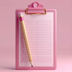Pink Clipboard with Checklist and Pen
