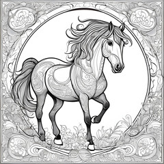 Obraz na płótnie Canvas horse drawn on a horse