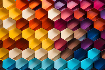 Intriguing Multicolored Hexagonal Pattern: An Aesthetically Pleasing Blend of Geometric Design and Vibrant Colors