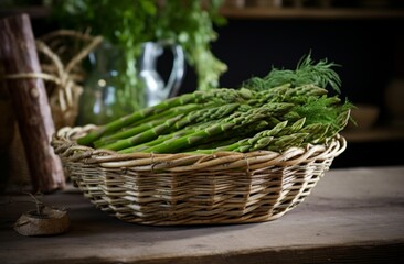 woven asparagus basket natural