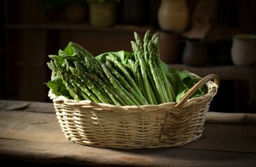 woven asparagus basket natural