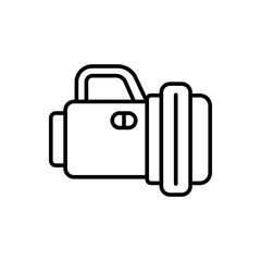 Flashlight outline icons, minimalist vector illustration ,simple transparent graphic element .Isolated on white background