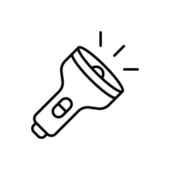Flashlight outline icons, minimalist vector illustration ,simple transparent graphic element .Isolated on white background