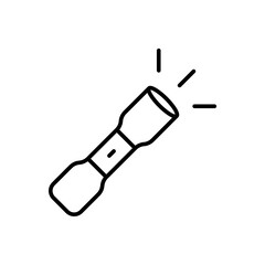 Flashlight outline icons, minimalist vector illustration ,simple transparent graphic element .Isolated on white background