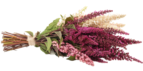 summer season flowers bouquet made with Amaranth isolated on transparent background