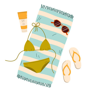 Summer accessories vector illustration isolated on white
