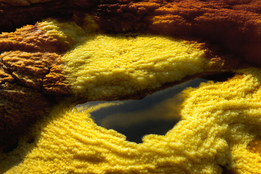 Hot springs on top of colorful terrain, Dallol, Danakil, Ethiopia