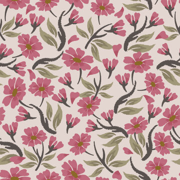 seamless pattern of floral motifs in vector