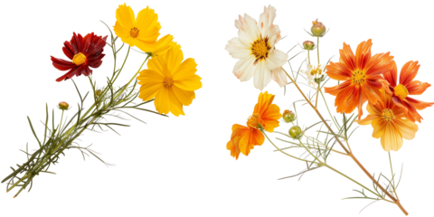 bouquet of Coreopsis flowers, isolated on transparent background