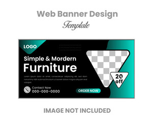 web ad banner template with photo place modern layout white background and Vivid red shape and text design