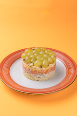 A delicious salad in a restaurant. Close up