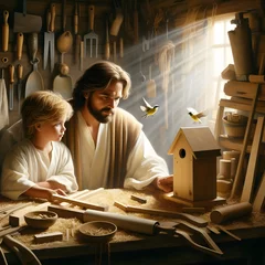 Foto op Canvas saint Joseph and Jesus together © masterofmoments