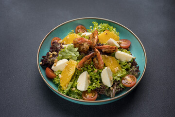A delicious salad in a restaurant. Close up
