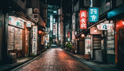 tokyo city in the night, street at night, night scene, city in the night - obrazy, fototapety, plakaty