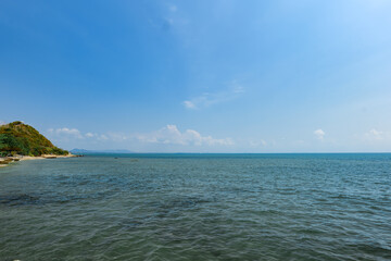 Fototapeta premium Sea landscape and ship on horizon