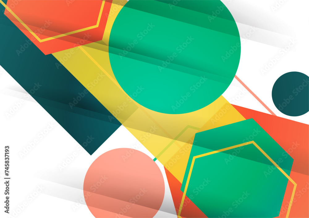 Poster abstract background from geometric shapes of circles, rectangles, hexagons. element for business bro
