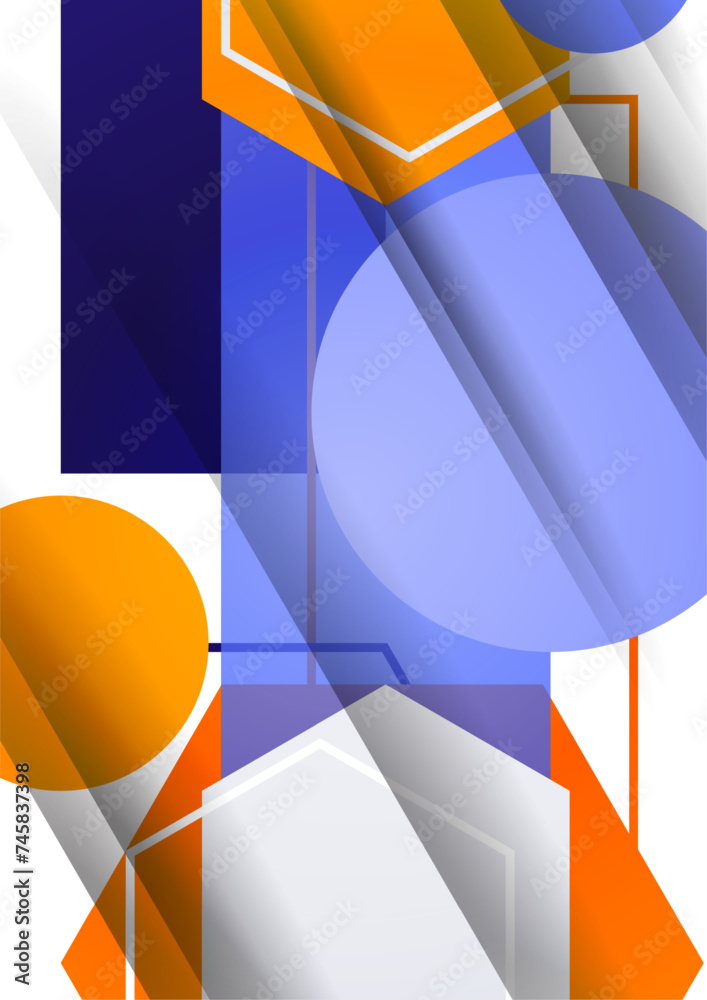 Poster abstract background from geometric shapes of circles, rectangles, hexagons. element for business bro