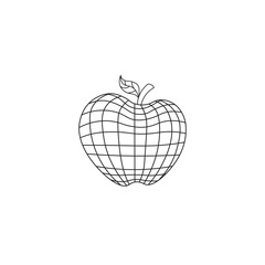 Hand drawn disco ball apple line art vector