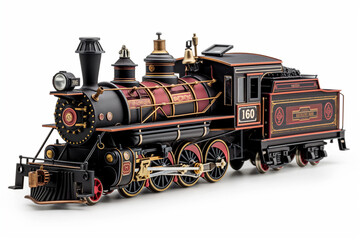 Old steam train on a white background