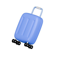 Suitcase 3d icon isolated transparent background, 3d render