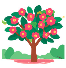 tree with apples and flowers
