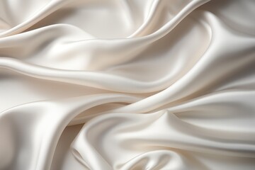 Closeup of rippled white satin fabric cloth texture background - obrazy, fototapety, plakaty
