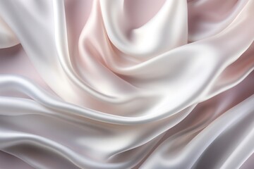 Closeup of rippled white silk fabric background. 