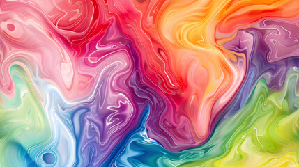 Rainbow Marble Swirl Background: Vibrant Rainbow Colors in Swirling Marble Pattern