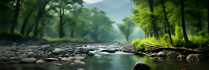 Panoramic Beauty: Pristine Wilderness Embracing A Sparkling Stream