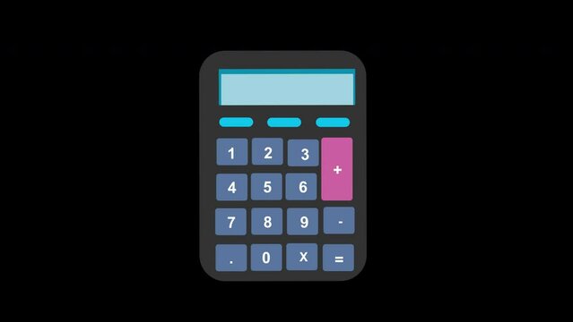 A calculator with numbers and buttons icon concept loop animation video with alpha channel