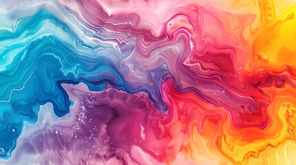Rainbow Marble Swirl Background: Vibrant Rainbow Colors in Swirling Marble Pattern