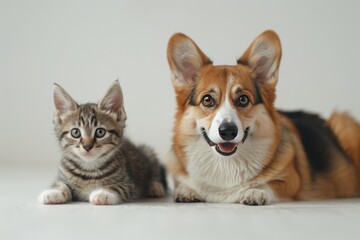 corgi and kitten.  space for text
