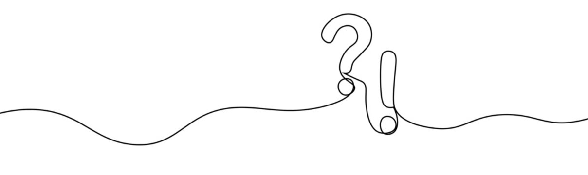 recommend clip art: One continuous line question mark and exclamation mark doodle illustration vector