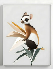 Tarsius pumilus illustration. Unique primate character art.