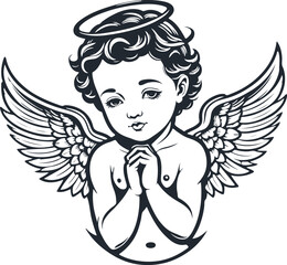Angel cupid baby, vector illustration	 - 745846990