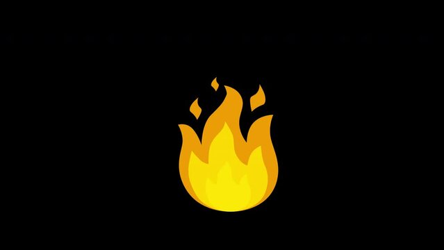 a yellow fire icon concept loop animation video with alpha channel