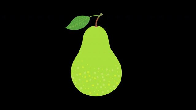 a green pear with a leaf on it icon concept loop animation video with alpha channel