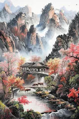 Kissenbezug Chinese-style landscape painting © ling