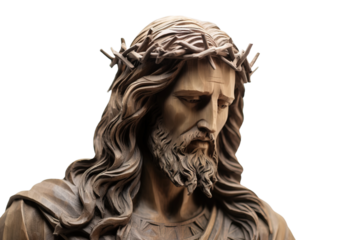 Wooden figure of Jesus Christ. Transparent background