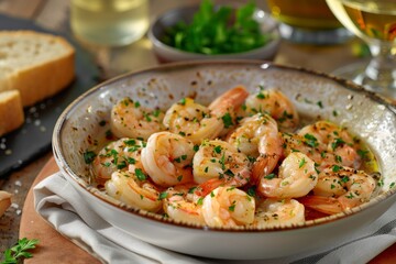 Garlic Butter Shrimp Scampi: Plump shrimp sautéed in fragrant garlic-infused butter, finished with a splash of white wine and fresh parsley