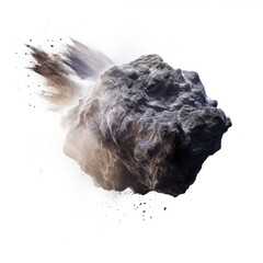 Explosion of black coal isolated on white background. 3d illustration