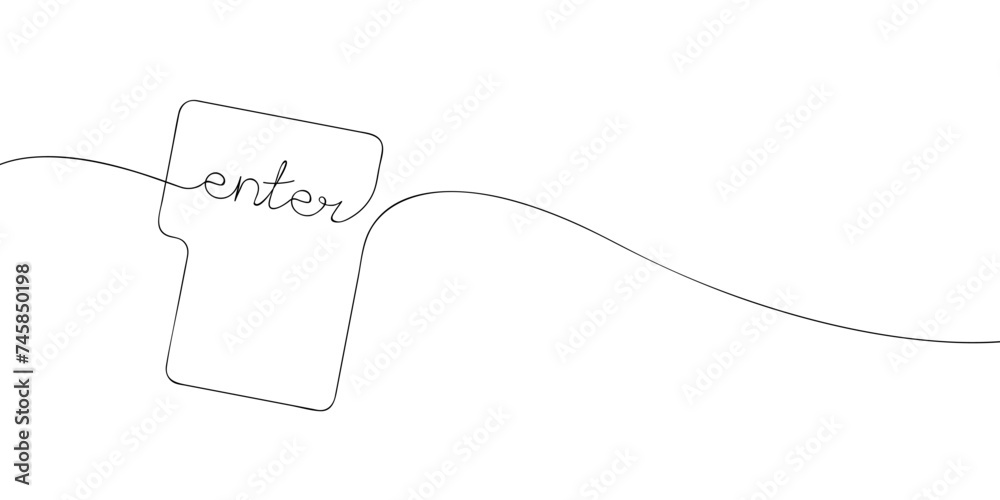 Poster a single line drawing of an enter key. continuous line enter button icon. one line icon. vector illu