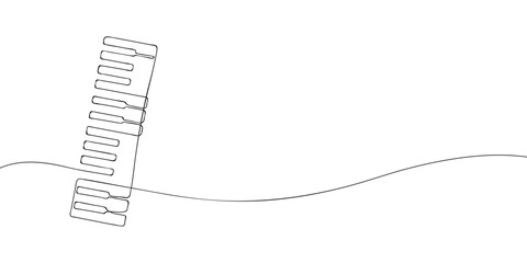 A single line drawing of a piano keyboard. Continuous line piano keyboard icon. One line icon. Vector illustration © Dancepol