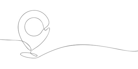 A single line drawing of a geolocation. Continuous line geo icon. One line icon. Vector illustration.