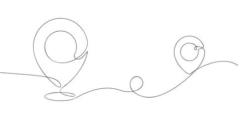A single line drawing of a geolocations. Continuous line geo icon. One line icon. Vector illustration