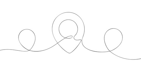 A single line drawing of a geolocation. Continuous line geo icon set. One line icon. Vector illustration