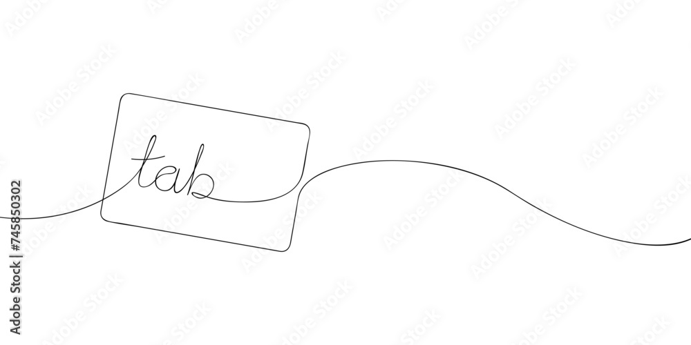 Poster a single line drawing of a tab key. continuous line tab button icon. one line icon. vector illustrat