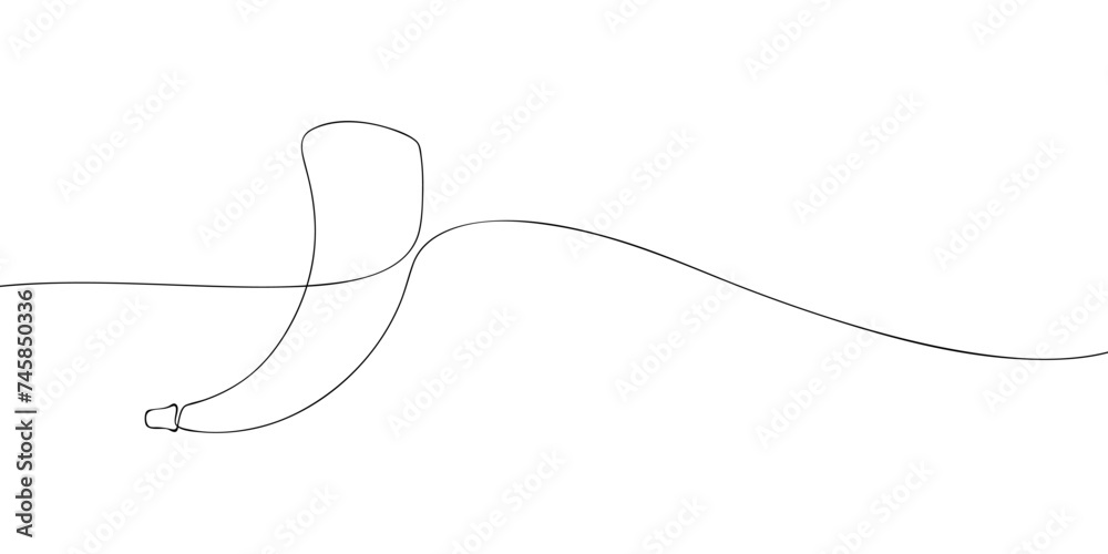 Wall mural a single line drawing of a blowing horn. continuous line blowing horn icon. one line icon. vector il