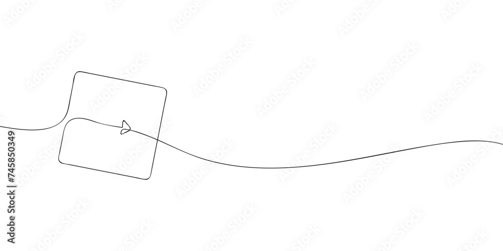 Poster a single line drawing of a arrow key. continuous line arrow button icon. one line icon. vector illus