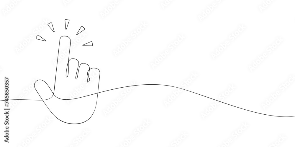 Poster a single line drawing of a cursor. continuous line hand cursor icon. one line icon. vector illustrat